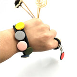 Multicolor Wood Bracelets Women Charm Bracelet Rubber Rope Chains Bangles