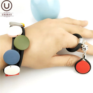 Multicolor Wood Bracelets Women Charm Bracelet Rubber Rope Chains Bangles
