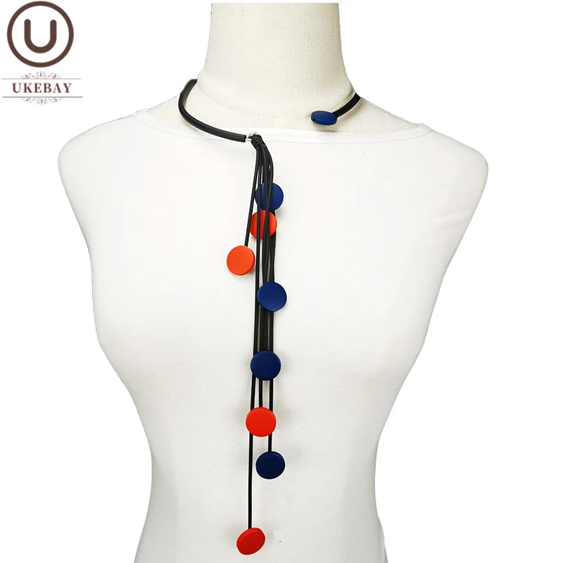 Multicolor Wood Necklace Women Choker Necklaces For Clothes Match