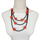 Multicolor Wood Necklaces Women Choker Necklace Rubber Rope Gothic Jewelry