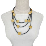 Multicolor Wood Necklaces Women Choker Necklace Rubber Rope Gothic Jewelry
