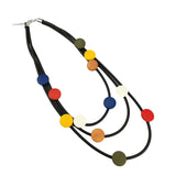 Multicolor Wood Necklaces Women Choker Necklace Rubber Rope Gothic Jewelry