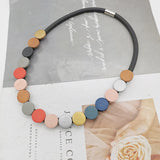 Multicolor Wooden Necklaces Women Choker Necklace Ethnic Jewelry