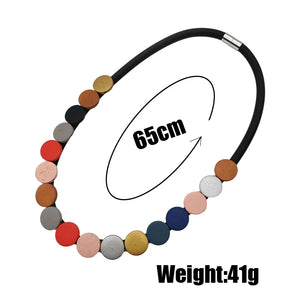 Multicolor Wooden Necklaces Women Choker Necklace Ethnic Jewelry