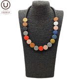 Multicolor Wooden Necklaces Women Choker Necklace Ethnic Jewelry