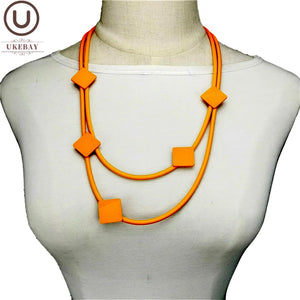 Orange Torques Women Choker Necklace Rubber Leather Necklaces Goth Jewelry