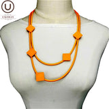 Orange Torques Women Choker Necklace Rubber Leather Necklaces Goth Jewelry
