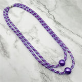 Purple Mesh Necklaces Big Sweater Chain Women Boho Pearl Pendant Necklace