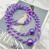 Purple Mesh Necklaces Big Sweater Chain Women Boho Pearl Pendant Necklace