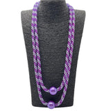 Purple Mesh Necklaces Big Sweater Chain Women Boho Pearl Pendant Necklace