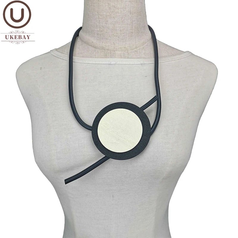 Round Choker Necklace Rubber Jewelry Women Sweater Chain Statement Necklaces