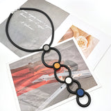 Round Circle Choker Necklaces Wood Rubber Jewelry For Women Boho Necklace