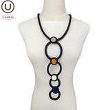 Round Circle Choker Necklaces Wood Rubber Jewelry For Women Boho Necklace