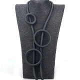 Round Circle Pendant Necklaces For Women Long Necklace Rubber Elasticity Chains