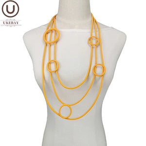 Boho Statement Necklace Choker for Women Big Sweater Chain Rubber Jewelry Gift