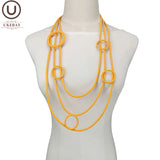 Boho Statement Necklace Choker for Women Big Sweater Chain Rubber Jewelry Gift