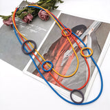 Boho Statement Necklace Choker for Women Big Sweater Chain Rubber Jewelry Gift