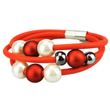Gothic Jewelry Women Bright Bangles Pearl Charm Bracelet