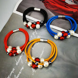 Gothic Jewelry Women Bright Bangles Pearl Charm Bracelet