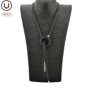 Rubber Pendant Necklace for Women Long Adjustable Chains Boho Jewelry