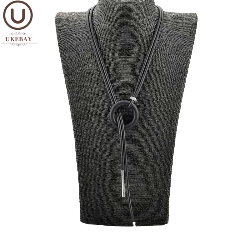 Rubber Pendant Necklace for Women Long Adjustable Chains Boho Jewelry