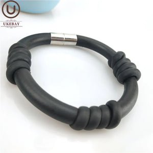 Gothic Charm Bracelet Women Rubber Bangles Leather Jewelry