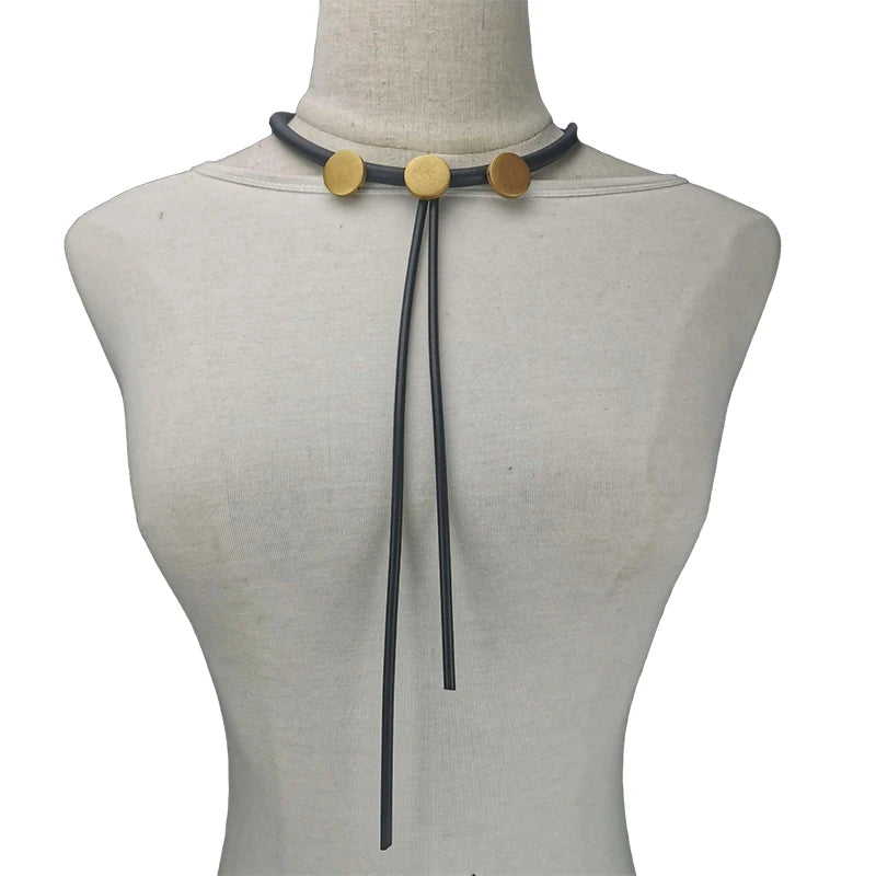 Wooden Tassel Choker Necklace Gothic Jewelry for Women
