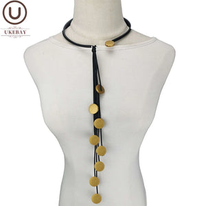 Wood Choker Necklace Long Rubber Sweater Chain