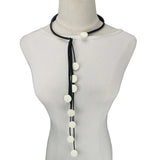 Wood Choker Necklace Long Rubber Sweater Chain