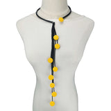 Wood Choker Necklace Long Rubber Sweater Chain