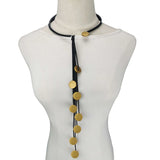 Wood Choker Necklace Long Rubber Sweater Chain