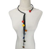 Wood Choker Necklace Long Rubber Sweater Chain