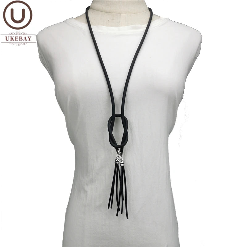 Tassel Rubber Jewelry Long Pendant Necklaces Women Gothic Necklaces