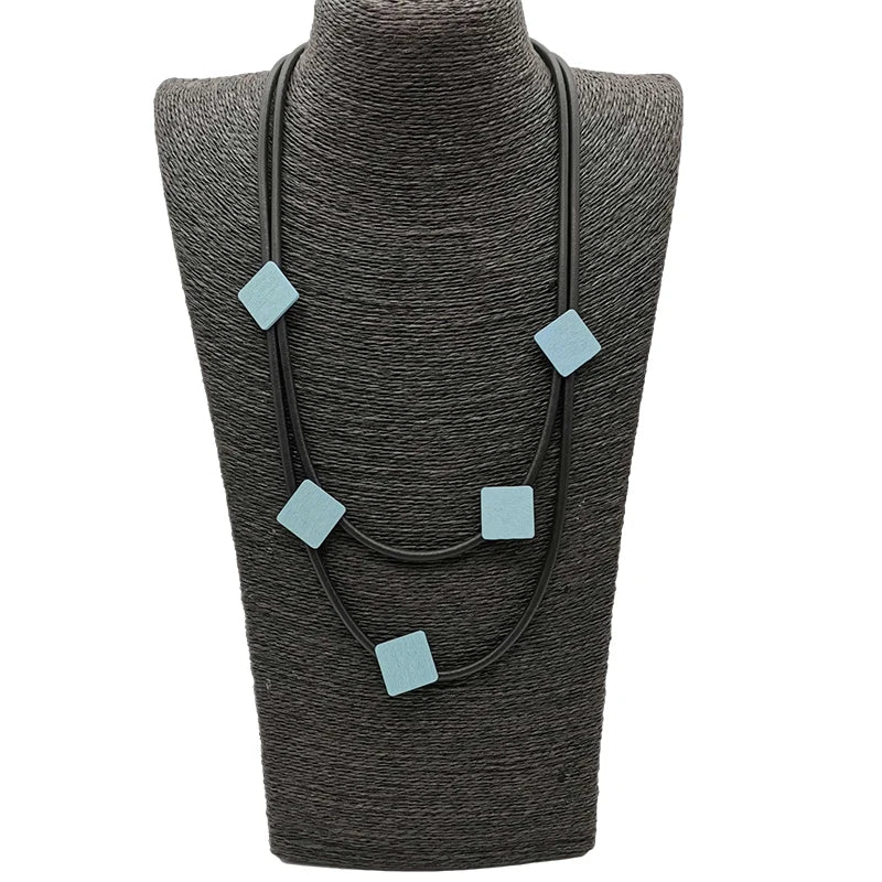 Wood Jewelry Rubber Necklaces Female Choker Necklace Rope Chain