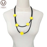 Wood Jewelry Rubber Necklaces Female Choker Necklace Rope Chain