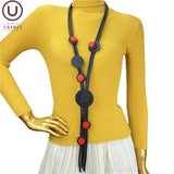 Wood Necklace Rubber Jewelry Female Long Necklaces Wooden Jewellery