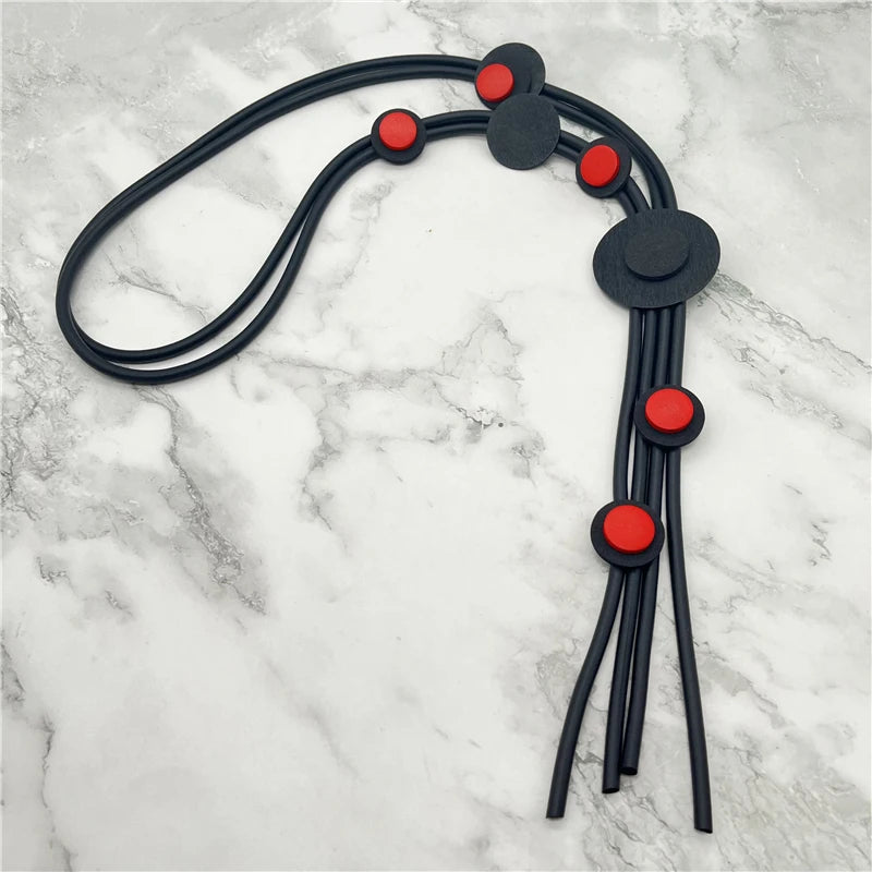 Wood Necklace Rubber Jewelry Female Long Necklaces Wooden Jewellery