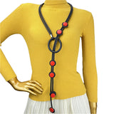 Wood Necklace Rubber Jewelry Female Long Necklaces Wooden Jewellery