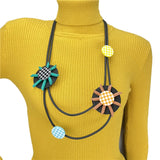 Wood Necklace Rubber Jewelry Female Long Necklaces Wooden Jewellery