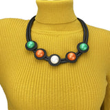 Wood Necklace Rubber Jewelry Female Long Necklaces Wooden Jewellery
