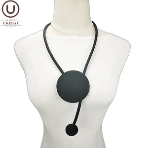 Round Pendant Necklaces Rubber Chains Women Necklaces Gift