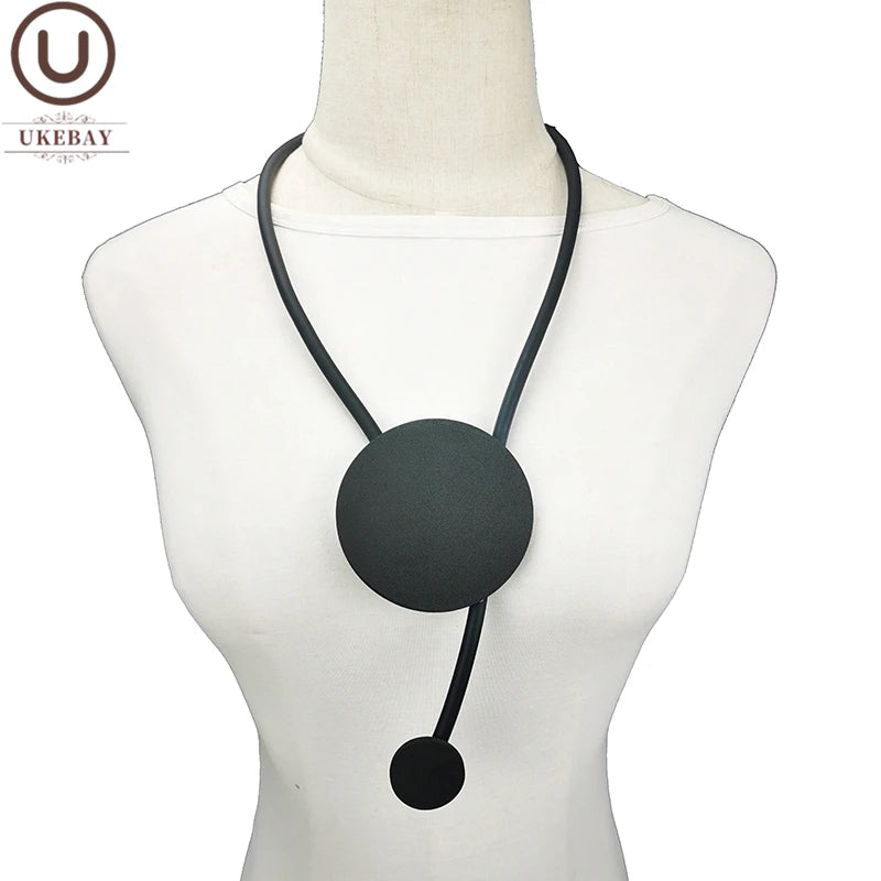Round Pendant Necklaces Rubber Chains Women Necklaces Gift