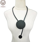 Round Pendant Necklaces Rubber Chains Women Necklaces Gift