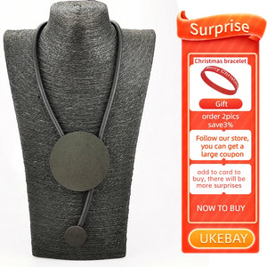 Round Pendant Necklaces Rubber Chains Women Necklaces Gift