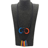 Multicolor Round Circle Choker Necklace Rubber Pendant Statement Chain Jewelry