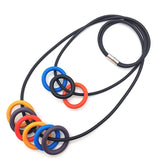 Multicolor Round Circle Choker Necklace Rubber Pendant Statement Chain Jewelry