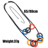 Multicolor Round Circle Choker Necklace Rubber Pendant Statement Chain Jewelry