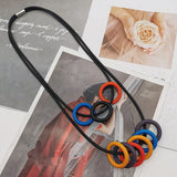 Multicolor Round Circle Choker Necklace Rubber Pendant Statement Chain Jewelry
