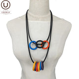 Multicolor Round Circle Choker Necklace Rubber Pendant Statement Chain Jewelry