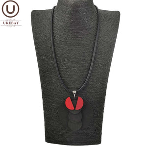 Red Wood Pendant Necklace for Halloween Gothic Look